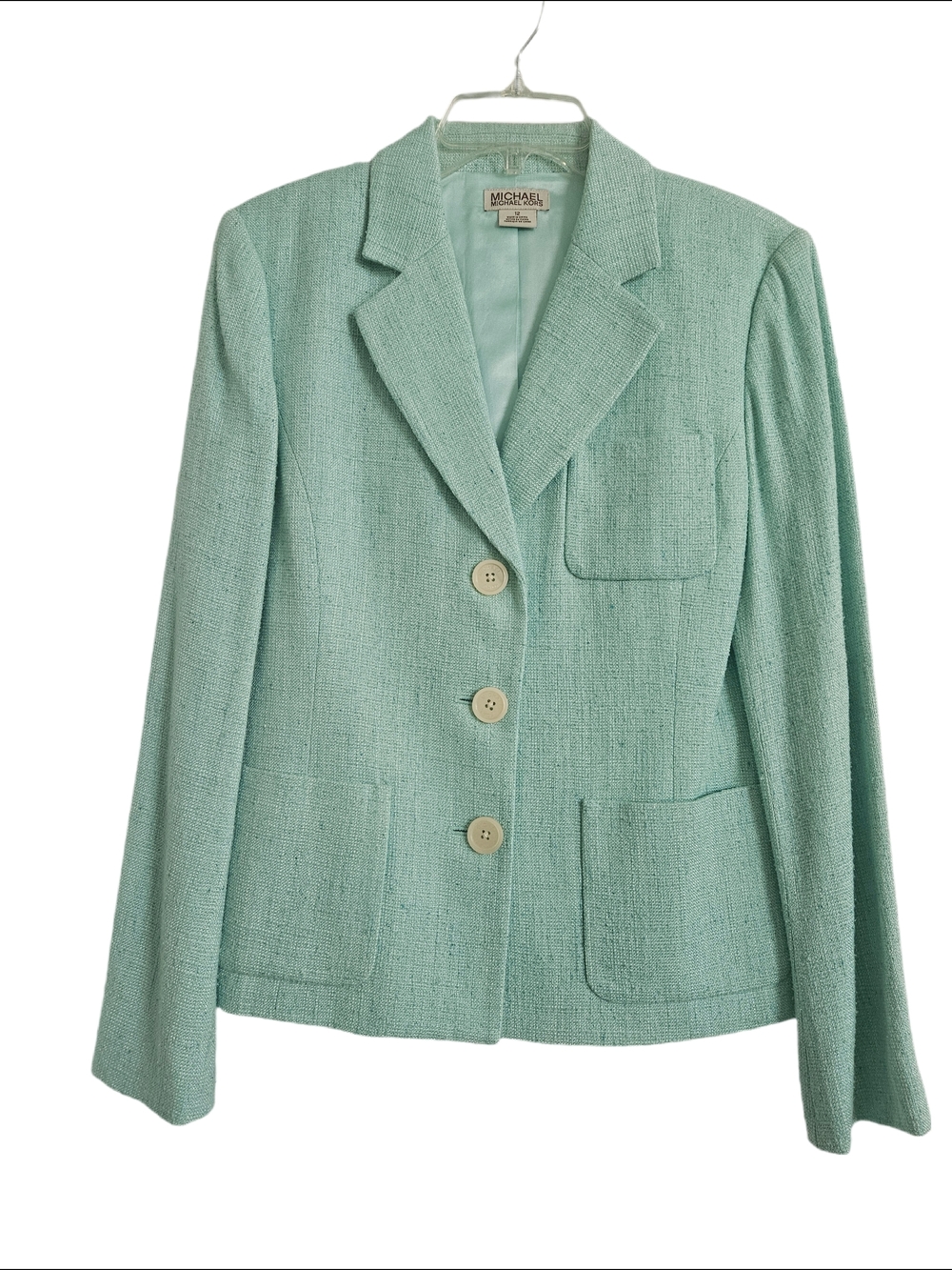 Beautiful Michael Kors Light Aqua Color Tweed Blazer Jacket
